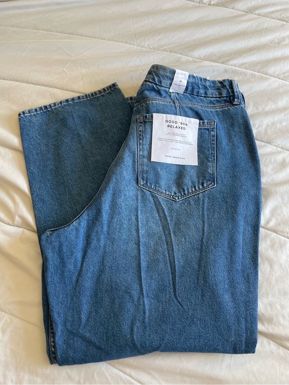 Good American Relaxed Fit Women's Denim Jeans - Blue Wash - Picture 3 of 4